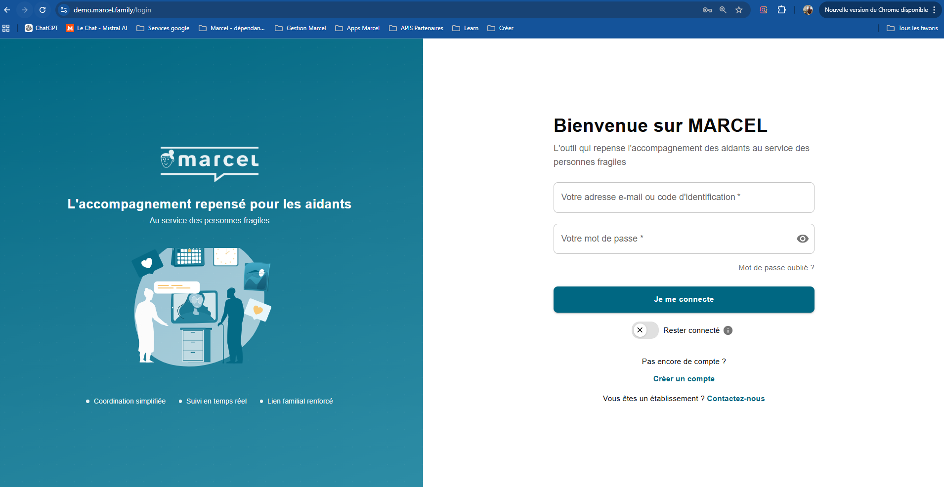 Page de connexion Marcel