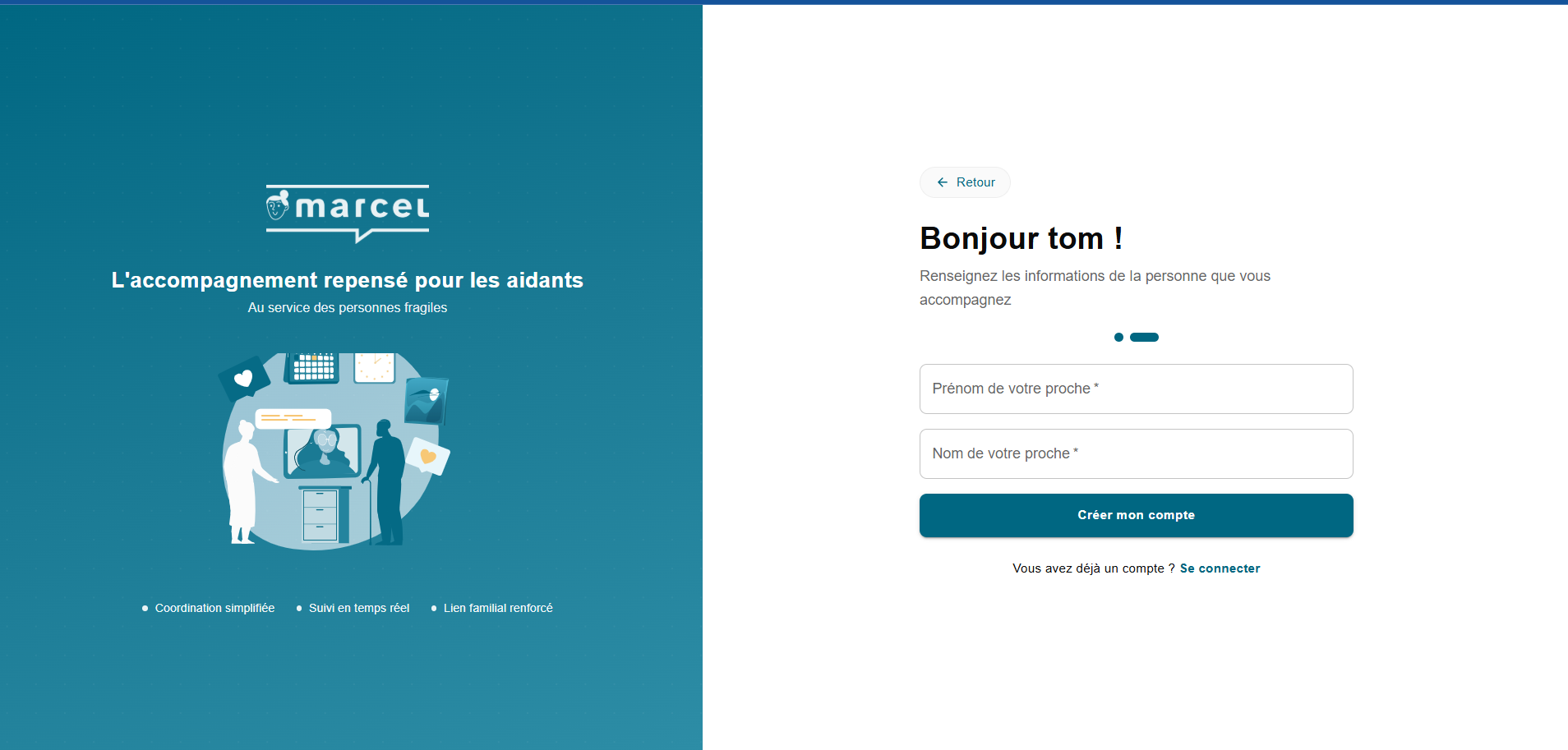 Formulaire création de compte Marcel étape 2 - informations du proche
