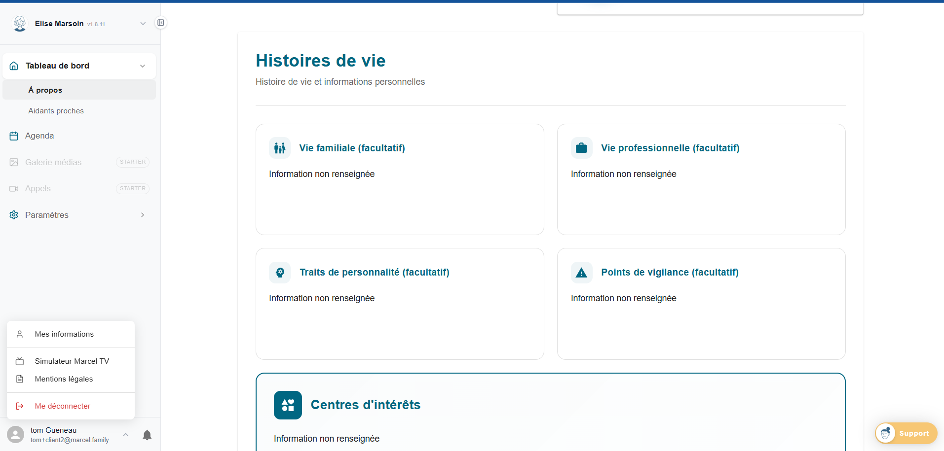 Histoires de vie Marcel - sections vie familiale professionnelle