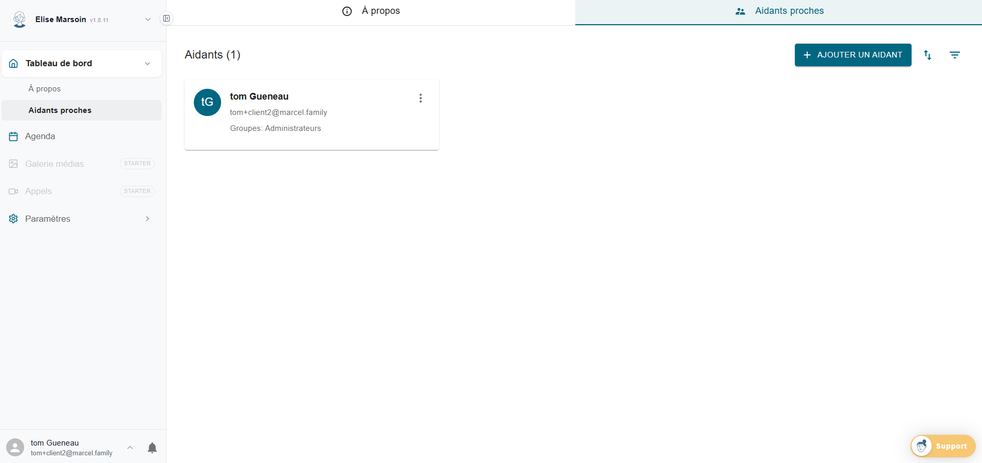 Liste des aidants proches dans Marcel