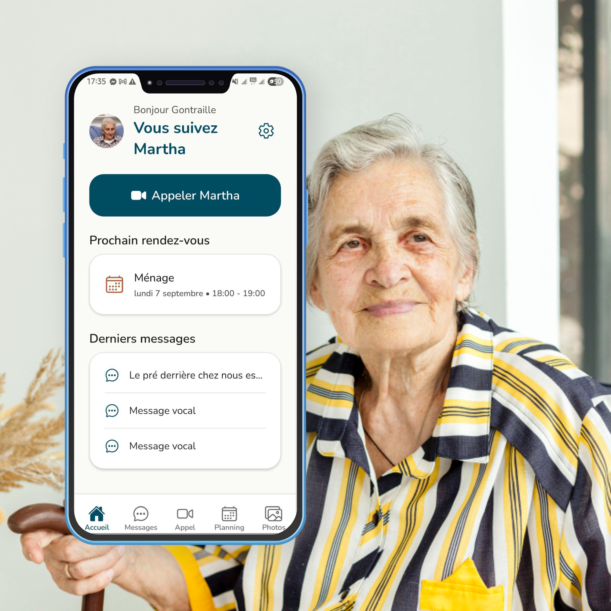 L’application Marcel ouverte sur un téléphone