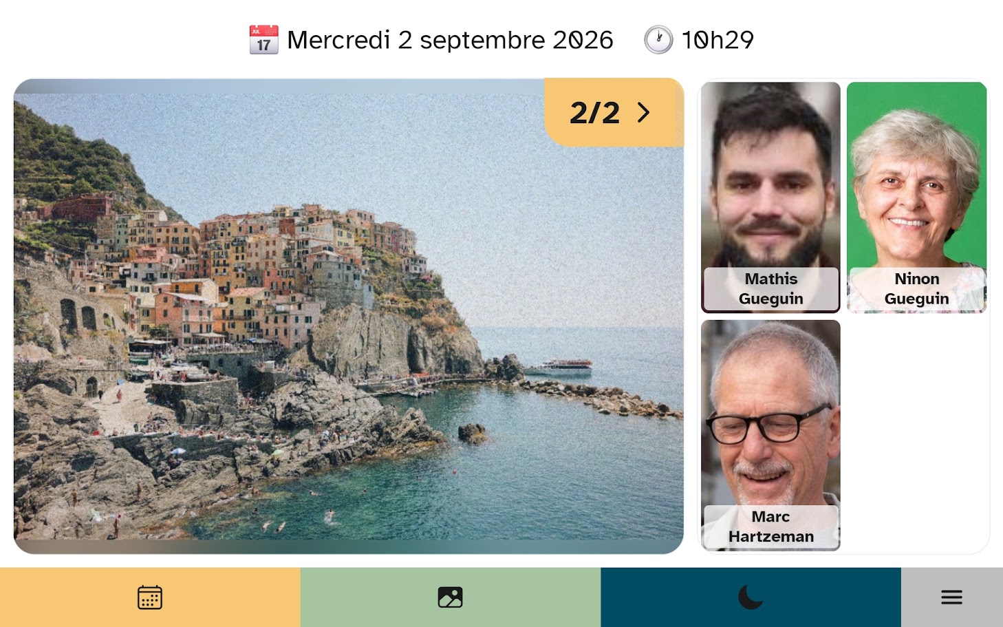 L’écran d’accueil de la tablette Marcel, avec ses grandes tuiles