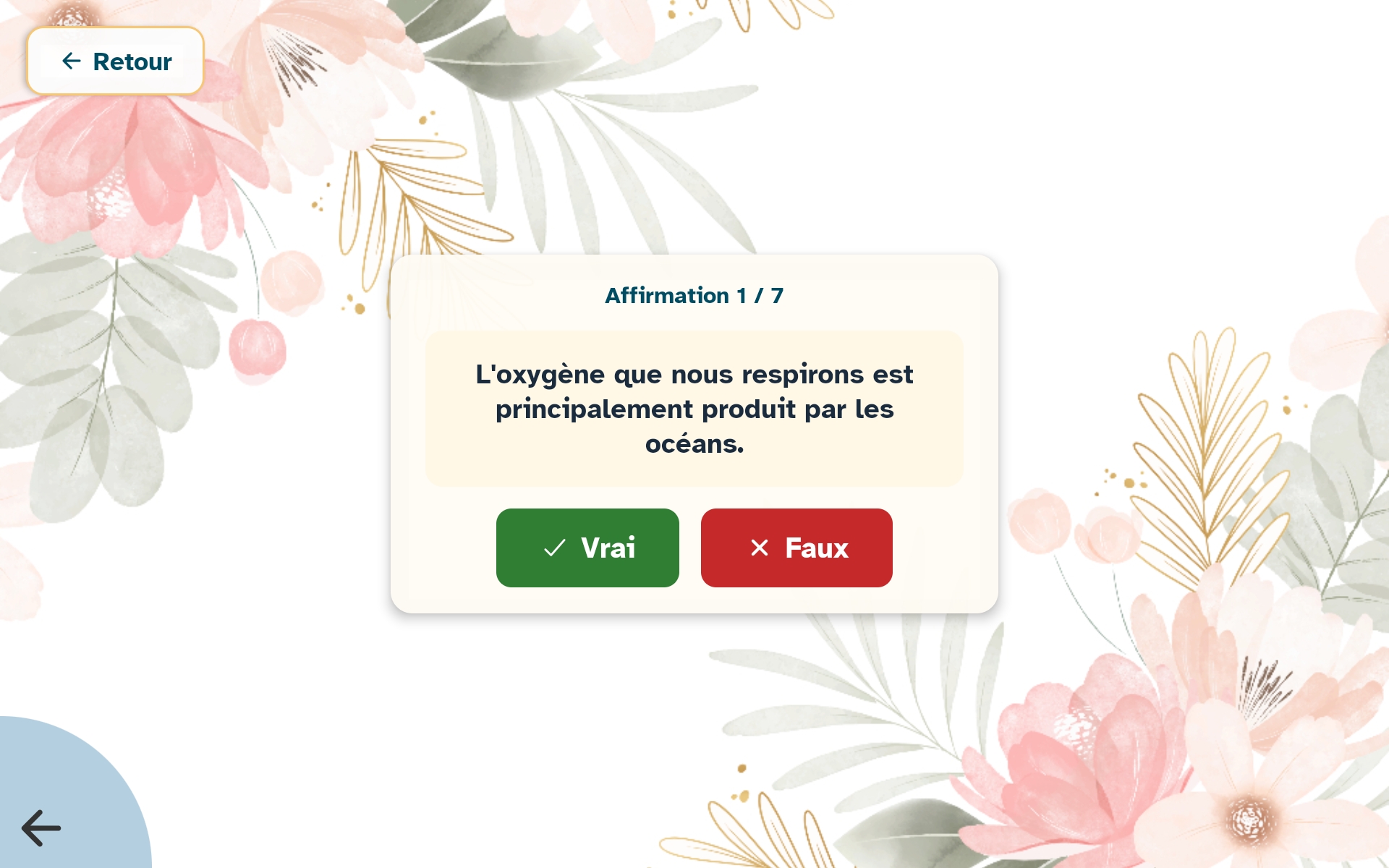 Le jeu Vrai ou faux sur la tablette Marcel