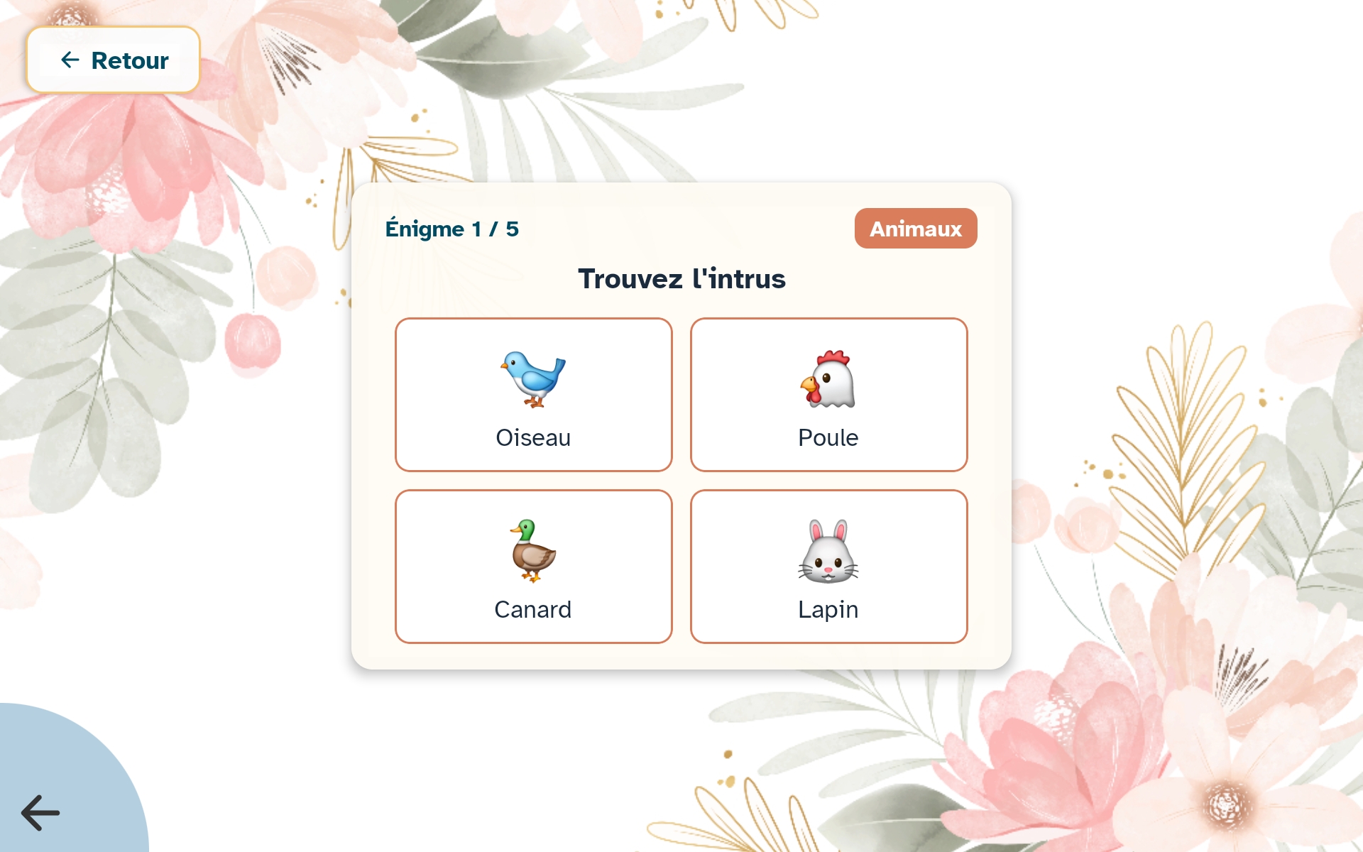 Le jeu de l’intrus sur la tablette Marcel