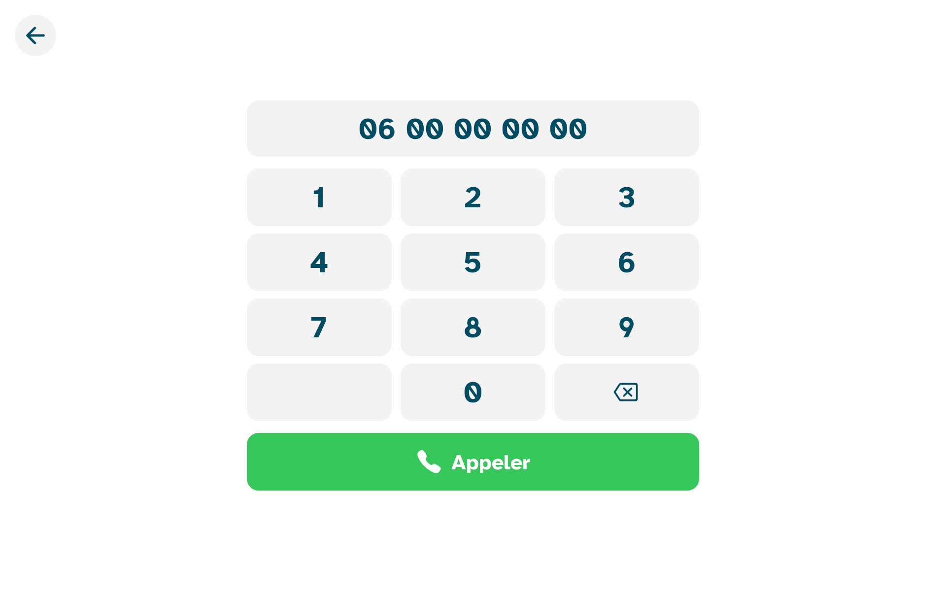 Le clavier numérique à grandes touches sur la tablette Marcel