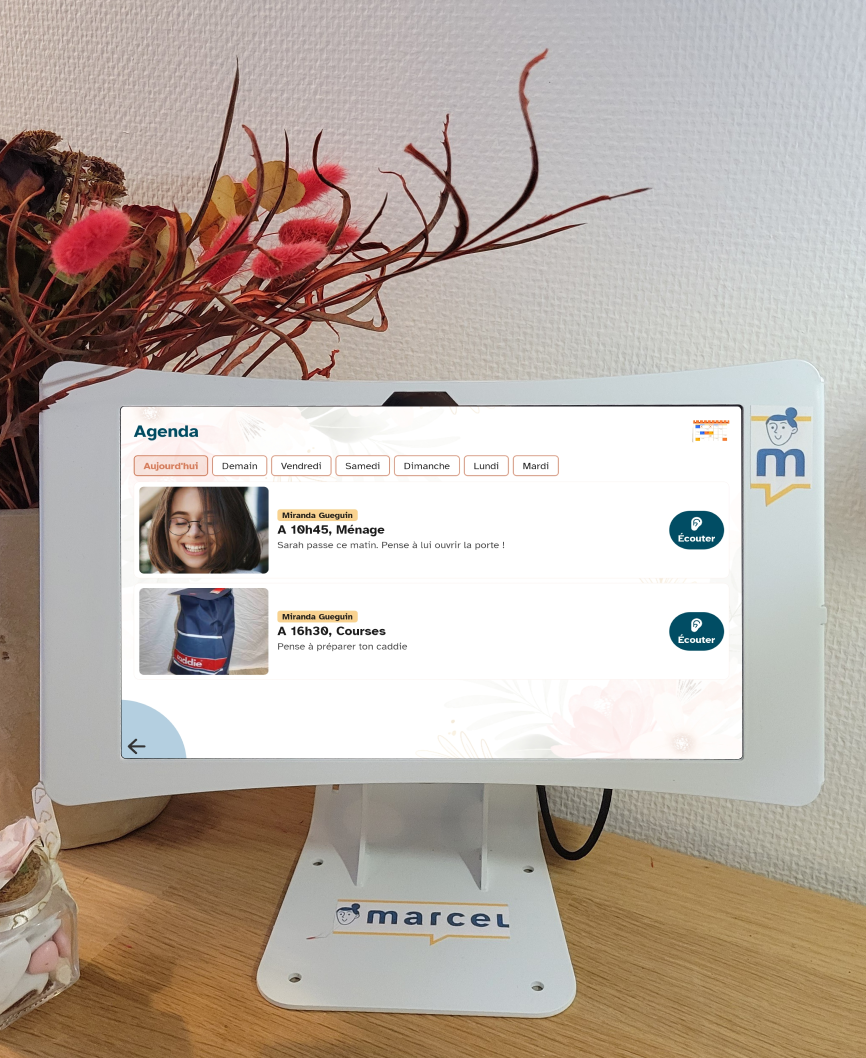 La semaine affichée sur la tablette Marcel