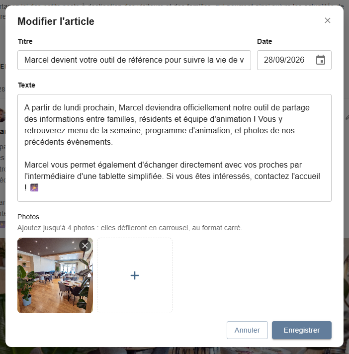 La rédaction d’une actualité dans l’espace professionnel Marcel