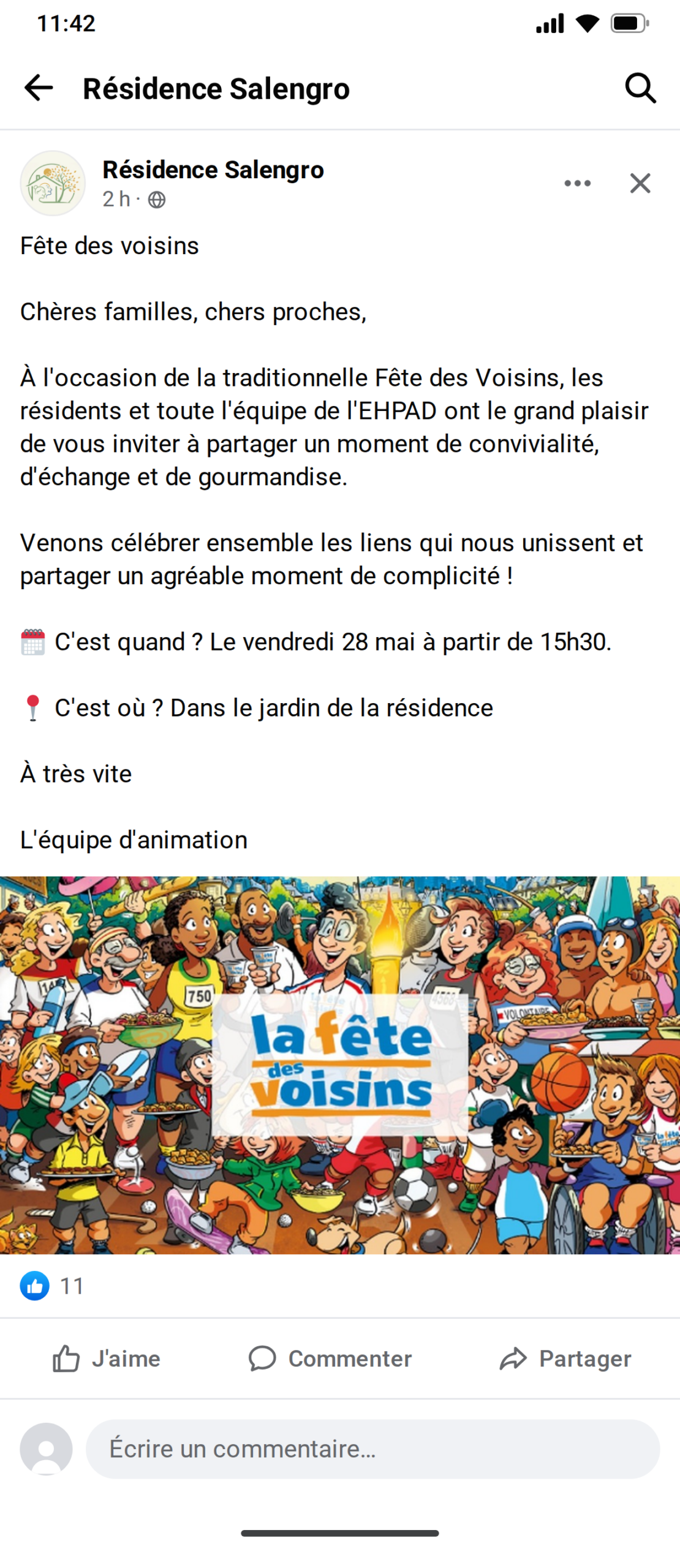 Le partage d’une actualité vers la page Facebook de l’établissement